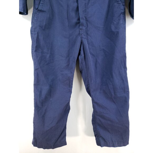 Mens Size 38 Blue Long Sleeve Coveralls Cotton Blend Workwear Durable Zip - Picture 7 of 10